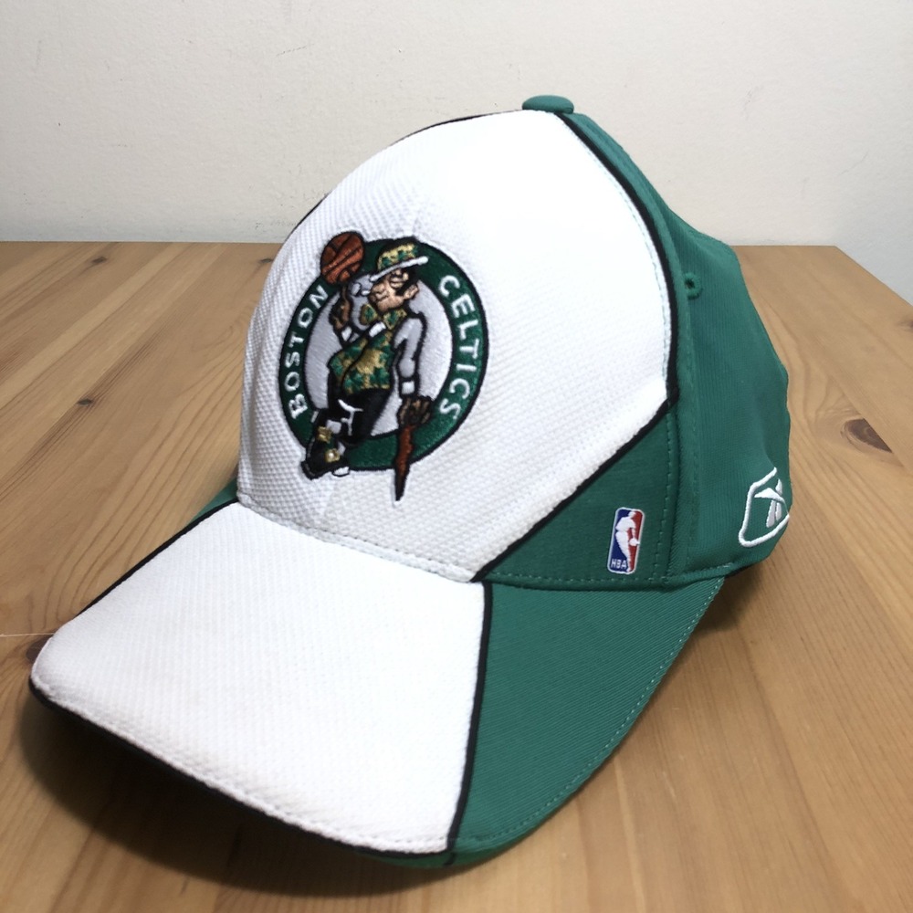 Boston Celtics Reebok Flexfit NBA Embroidered Cap Hat OSFA Green White
